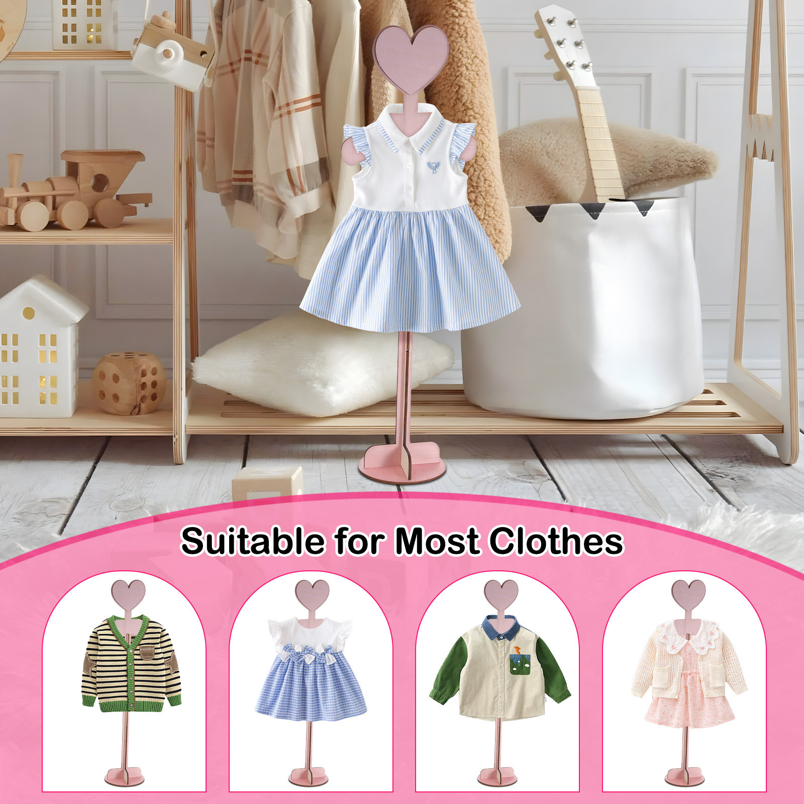 Baby Shop Clothing - Rak Pakaian Bayi Kayu untuk Kamar